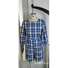 Blue Plaid Jumpsuit For Summer Fashion Ladies